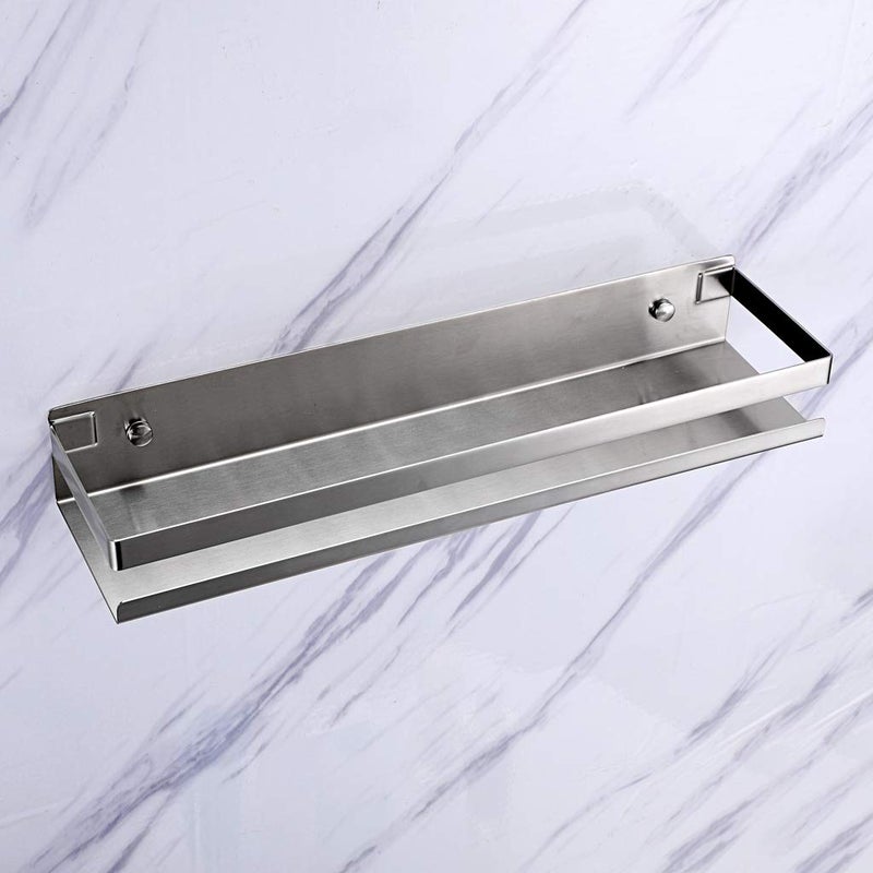 OwnMy Bathroom Shower Shelf Stainless Steel Bath Kitchen Basket Shower Caddy Rack, Rustproof Metal Bathroom Storage Floating Shelves Wall Mounted Shower Corner Rectangular Shelf - 16 Inch Silver - Image 4